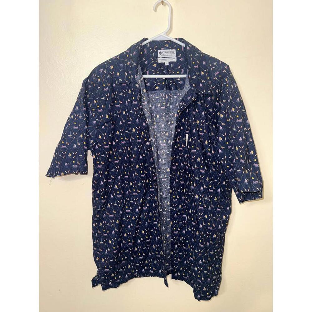 Columbia Nautical Print‎ Short Sleeve Shirt XL